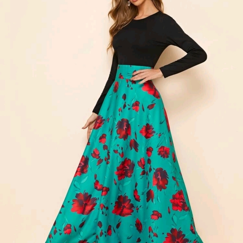 Flared floral dress